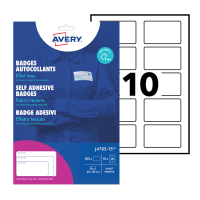 Etichette badge - in seta acetata - inkjet - rimovibili - 80 x 50 mm - 10 etichette per foglio - 15 fogli - bianco - Avery - J4785-15 - 5014702134333 - DMwebShop