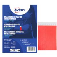 Braccialetti identificativi - in Tyvek - rosso fluo - 265 x 19 mm - 50 fogli - 10 etichette per foglio - Conf. 500 pezzi - Avery - TYVRD-50 - 5014702149511 - DMwebShop