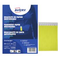 Braccialetti identificativi - in Tyvek - giallo fluo - 265 x 19 mm - 50 fogli - 10 etichette per foglio - Conf. 500 pezzi - Avery - TYVYW-50 - 5014702149528 - DMwebShop