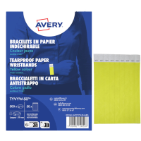 Braccialetti identificativi - in Tyvek - giallo fluo - 265 x 19 mm - 50 fogli - 10 etichette per foglio - Conf. 500 pezzi - Avery - TYVYW-50 - 5014702149528 - DMwebShop