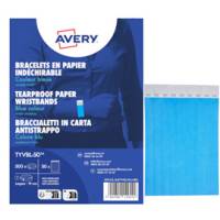 Braccialetti identificativi - in Tyvek - blu fluo - 265 x 19 mm - 50 fogli - 10 etichette per foglio - Conf. 500 pezzi - Avery - TYVBL-50 - 5014702149542 - DMwebShop