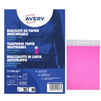 Braccialetti identificativi - in Tyvek - rosa fluo - 265 x 19 mm - 50 fogli - 10 etichette per foglio - Conf. 500 pezzi - Avery - TYVPK-50 - 5014702149535 - DMwebShop