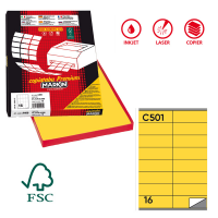 Etichetta adesiva C501 - permanente - 105 x 36 mm - 16 etichette per foglio - giallo - scatola 100 fogli A4 - Markin - 210C501GI - 8007047021694 - DMwebShop