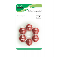 Bottoni magnetici - rosso - Ø 20 mm - blister 12 pezzi - Lebez - MR-20-R - 8007509002278 - DMwebShop