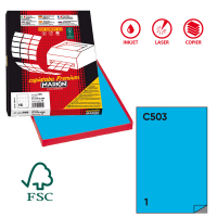 Etichetta adesiva C503 - permanente - 210 x 297 mm - 1 etichetta per foglio - blu - scatola 100 fogli A4 - Markin - X210C503BL - 8007047023698 - DMwebShop