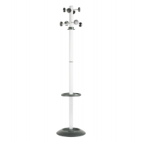 Appendiabiti Totem con portaombrelli - 8 posti - 175 x 39 cm - grigio-nero - Unisit