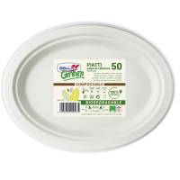 Piatti ovali biodegradabili - 26 x 19,5 cm - Green - conf. 50 pezzi - Dopla - 07764 - 8005090009935 - DMwebShop