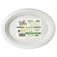 Piatti ovali biodegradabili - 26 x 19,5 cm - Green - conf. 50 pezzi - Dopla - 07764 - 8005090009935 - DMwebShop