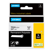 Nastro Rhino - 19 mm x 5,5 mt - poliestere permanente - nero-bianco - Dymo - S0718220 - 71701184849 - DMwebShop
