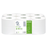 Carta igienica Mini Jumbo Bio Tech microgoffrata - 2 veli - 16,5 gr - Ø 19,5 cm - 9,5 cm x 150 mt - pacco 12 rotoli - Papernet - 407568 - 8024929475680 - DMwebShop