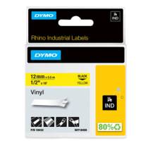 Nastro Rhino - 12 mm x 5,5 mt - vinile - nero-giallo - Dymo - S0718450 - 71701184320 - DMwebShop