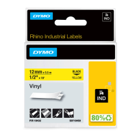 Nastro Rhino - 12 mm x 5,5 mt - vinile - nero-giallo - Dymo - S0718450 - 71701184320 - DMwebShop