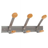Appendiabiti da muro - 45 x 11,2 x 17,5 cm - 3 posti metallo-legno grigio metallo e legno chiaro - Alba - PMV3 - 3129710013135 - DMwebShop
