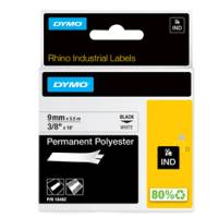 Nastro Rhino - 9 mm x 5,5 mt - poliestere - permanente - nero-bianco - Dymo - S0718240 - 71701184825 - DMwebShop