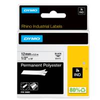 Nastro Rhino - 12 mm x 5,5 mt - poliestere - permanente - nero-bianco - Dymo - S0718210 - 71701184832 - DMwebShop