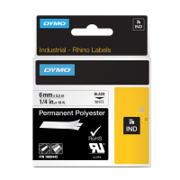 Nastro Rhino - 12 mm x 5,5 mt - poliestere - permanente - nero-bianco - Dymo - S0718210 - 71701184832 - DMwebShop