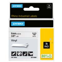 Nastro Rhino - 9 mm x 5,5 mt - vinile - nero-bianco - Dymo - 18443 - 71701184436 - DMwebShop