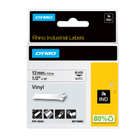Nastro Rhino - 12 mm x 5,5 mt - vinile - nero-bianco - Dymo - S0718600 - S0718600.. - 71701184443 - DMwebShop
