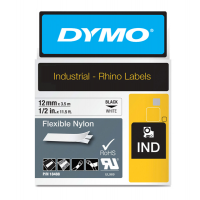 Nastro Rhino - 12 mm x 3,5 mt - nylon flessibile - nero-bianco - Dymo - 18488 - 071701184887 - DMwebShop