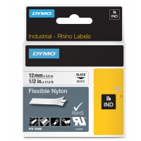 Nastro Rhino - 19 mm x 3,5 mt - nylon flessibile - nero-bianco - Dymo - 18489 - 071701184894 - DMwebShop