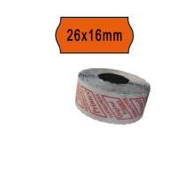 Rotolo da 1000 etichette a onda per Smart 16/2616 e Z Maxi 6/2616 - 26 x 16 mm - adesivo permanente - arancio - pack 10 rotoli - Printex