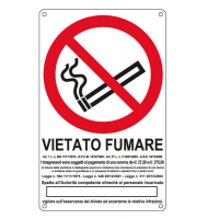 Cartello segnalatore - 27 x 43 cm - VIETATO FUMARE - alluminio - Cartelli Segnalatori - E630105X - 8601726630100 - DMwebShop