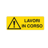 Cartello segnalatore - 35 x 12,5 cm - LAVORI IN CORSO - alluminio - Cartelli Segnalatori - E1779K - 8769041779147 - DMwebShop