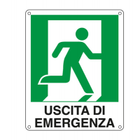 Cartello segnalatore - 25 x 31 cm - USCITA DI EMERGENZA (destra) - alluminio - Cartelli Segnalatori E20106X