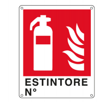 Cartello segnalatore - 25 x 31 cm - ESTINTORE N - alluminio - Cartelli Segnalatori - E20150X - 8769162015032 - DMwebShop
