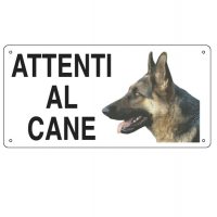 Cartello segnalatore - 25 x 12,5 cm - ATTENTI AL CANE - alluminio - Cartelli Segnalatori 8505