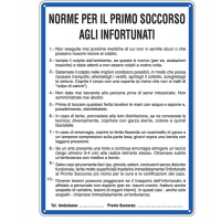 Cartello segnalatore - 33,3 x 47 cm - NORME DI PRIMO SOCCORSO AGLI INFORTUNATI - alluminio - Cartelli Segnalatori - 3612 - 8769233612122 - DMwebShop