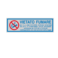 Targhetta adesiva - VIETATO FUMARE - con normativa - 165 x 50 mm - Cartelli Segnalatori 96701