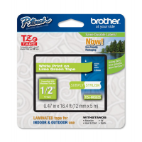 Nastro - Bianco-Verde acido - TZEMQG35 - 12 mm x 5mt - Brother - TZ-EMQG35 - 4977766698665 - DMwebShop