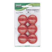 Bottoni magnetici diametro 3 cm rosso blister 12 pezzi - 9542