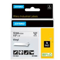 Nastro Rhino 18444,12 mm x 5,5 mt vinile permanente nero bianco - 10887