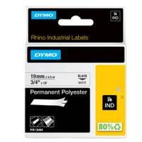 Nastro Rhino 18484,19 mm x 5,5 mt poliestere permanente nero bianco Dymo S0718220 - 10944