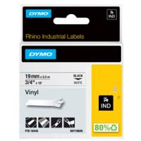 Nastro Rhino 19 mm x 5,5 mt vinile permanente nero bianco - 10886
