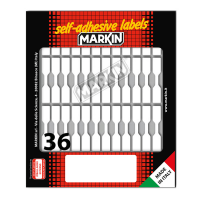 Etichetta adesiva permanente rettangolare 46 x 8 mm 36 etich. a fascetta per foglio 10 fogli per busta bianco conf. 25 pezzi Markin - X10030 - 8007047036742 - DMwebShop