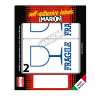 Etichette adesive fragile - in carta - permanenti - 115 x 70 mm - 2 etichette per foglio - 10 fogli - bianco - Markin - 10060 - 8007047038548 - DMwebShop