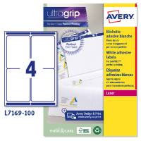 Etichetta adesiva L7169 - permanente - 99,1 x 139 mm - 4 etichette per foglio - bianco - conf. 100 fogli A4 - Avery - L7169-100 - 5014702004391 - DMwebShop