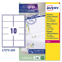 Etichetta adesiva L7173 - permanente - 99,1 x 57 mm - 10 etichette per foglio - bianco - conf. 100 fogli A4 - Avery - L7173-100 - 5014702005169 - DMwebShop
