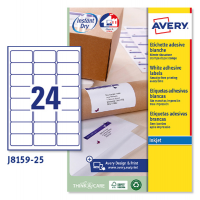Etichetta adesiva J8159 - permanente - 63,5 x 33,9 mm - 24 etic. Per foglio - bianco - conf. 25 fogli A4 - Avery - J8159-25 - 5014702109010 - DMwebShop