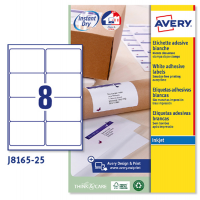 Etichetta adesiva J8165 - permanente - 99,1 x 67,7 mm - 8 etichette per foglio - bianco - conf. 25 fogli A4 - Avery - J8165-25 - 5014702109072 - DMwebShop