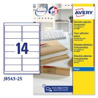 Etichetta in poliestere J8563 - 99,1 x 38,1 mm - 14 etichette per foglio - trasparente - conf. 25 fogli A4 - Avery - J8563-25 - 5014702002359 - DMwebShop