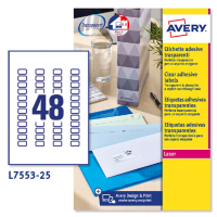 Etichetta in poliestere L7553 - permanente - 22 x 12,7 mm - 48 etic. per foglio - trasparente - conf. 25 fogli A4 - Avery - L7553-25 - 5014702984976 - DMwebShop