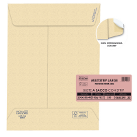Busta sacco Multi Strip Large avana carta riciclata - soffietti laterali strip adesivo - 230 x 330 x 40 mm - 100 gr - conf. 250 pezzi - Pigna