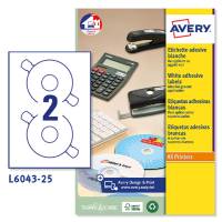 Etichetta adesiva L6043 per CD-DVD - permanente - Ø CD 117 mm - foro 41 mm - 2 etic. Per foglio - bianco - conf. 25 fogli A4 - Avery - L6043-25 - 5014702109171 - DMwebShop