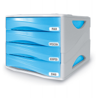 Cassettiera Smile - 29 x 38 x 25,5 cm - 4 cassetti da 5 cm - grigio-azzurro trasparente - Arda - TR15P4PBL - 8003438207043 - DMwebShop