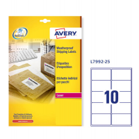 Etichetta in poliestere L7992 - permanente - impermeabile - 99.1 x 57 mm - 10 etic. per foglio - bianco - conf. 25 fogli A4 - Avery - L7992-25 - 4004182144855 - DMwebShop