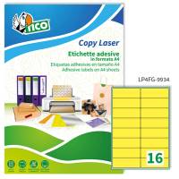 Etichetta adesiva LP4F - permanente - 99,1 x 34 mm - 16 etichette per foglio - giallo fluo - conf. 70 fogli A4 - Tico - LP4FG-9934 - 8007827270076 - DMwebShop